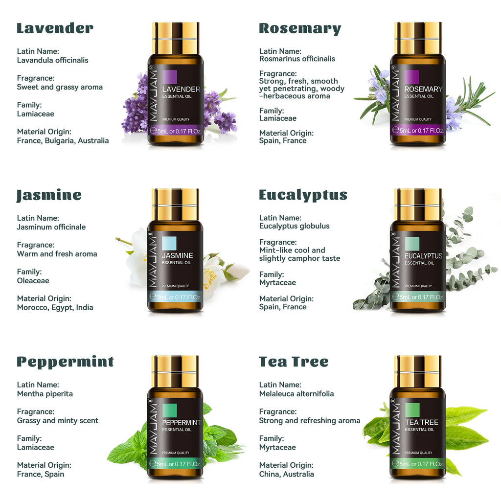 Kit d'huiles essentielles Mayjam, 35 pièces/ensemble, boîte cadeau, lavande, vanille, citron, eucalyptus, pour humidificateur, diffuseur, bricolage, parfums, savons, bougies