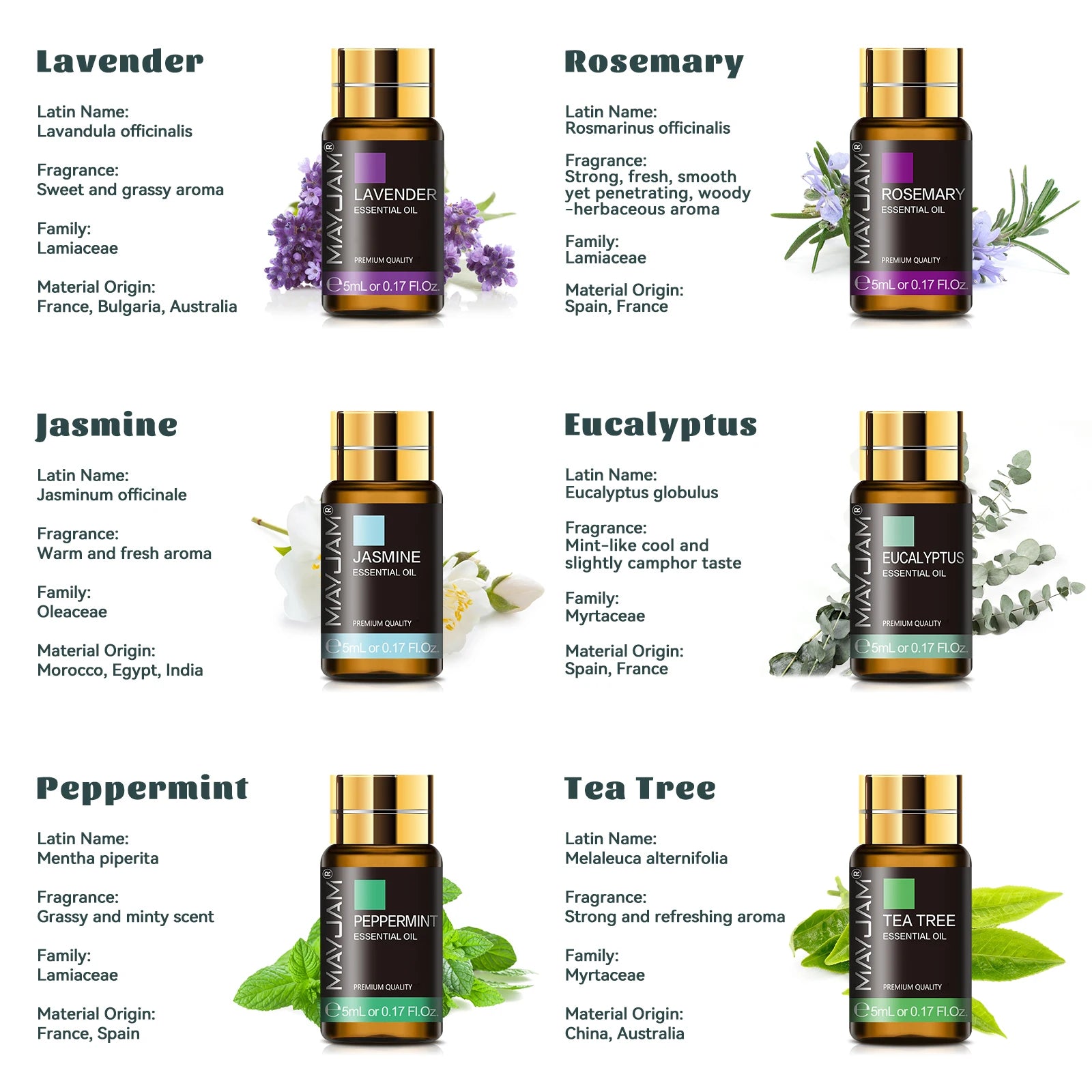 Kit d'huiles essentielles Mayjam, 35 pièces/ensemble, boîte cadeau, lavande, vanille, citron, eucalyptus, pour humidificateur, diffuseur, bricolage, parfums, savons, bougies