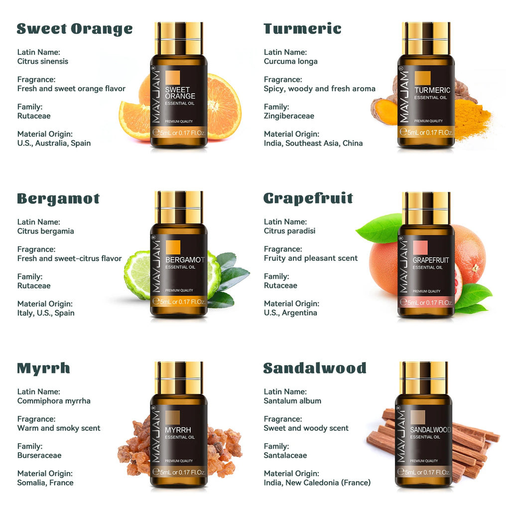 Kit d'huiles essentielles Mayjam, 35 pièces/ensemble, boîte cadeau, lavande, vanille, citron, eucalyptus, pour humidificateur, diffuseur, bricolage, parfums, savons, bougies